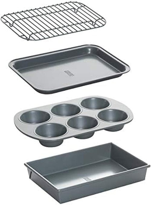 Chicago Metallic Non-Stick Toaster Oven Set - 4-Piece Bakeware Essentials for Perfect Cooking
