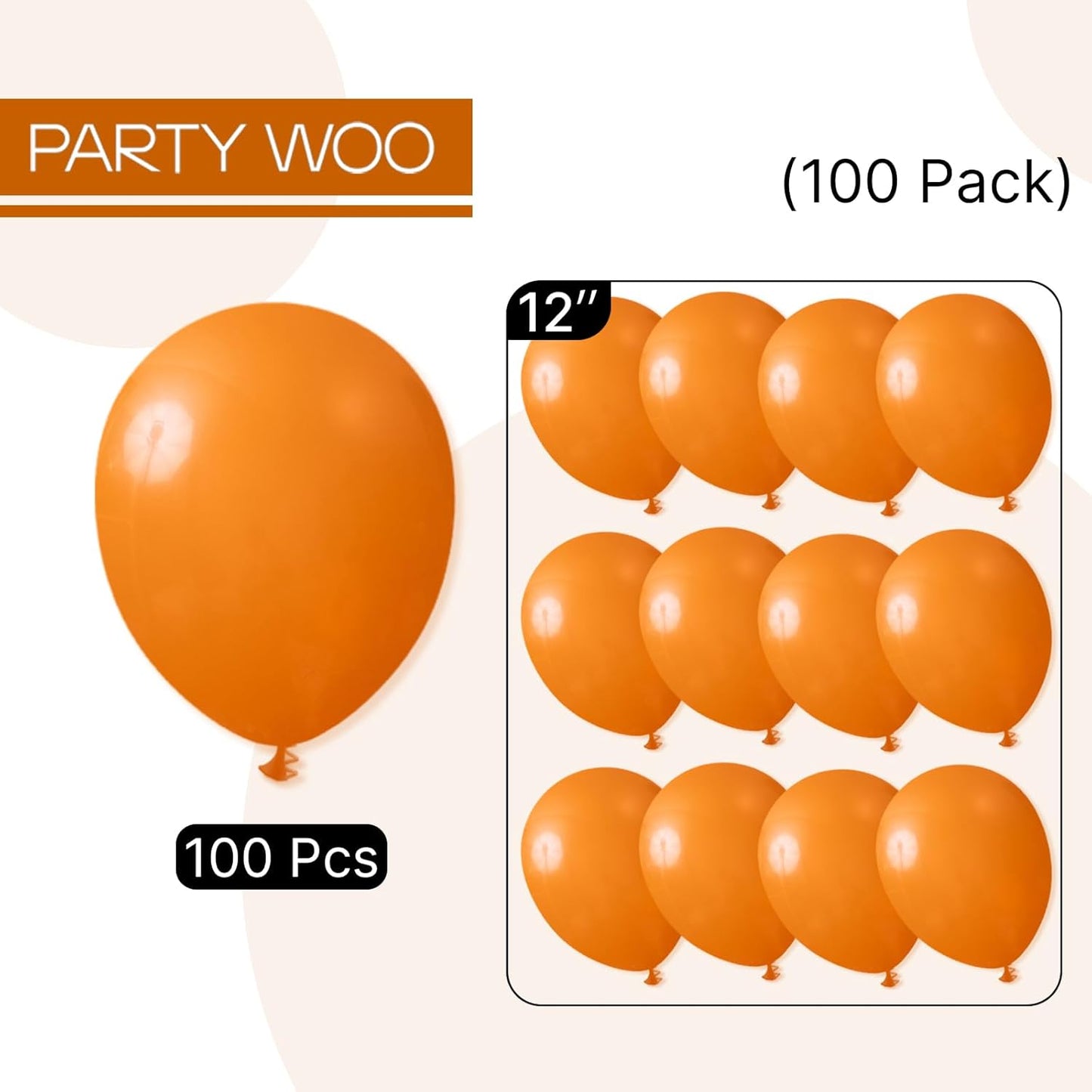 PartyWoo Burnt Orange Balloons - 100pcs 12 Inch Terracotta Rust Fall Decor | Boho Balloon Arch Kit for Weddings & Events