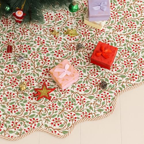 MiniInflat 60 Inch Christmas Tree Skirt - Red and Green Holiday Decor