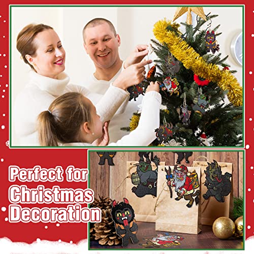 Vicenpal 12 Pack Krampus Christmas Ornaments - 6 Funny Wooden Styles, Holiday Decor (Variation: 12 / Funny Style)