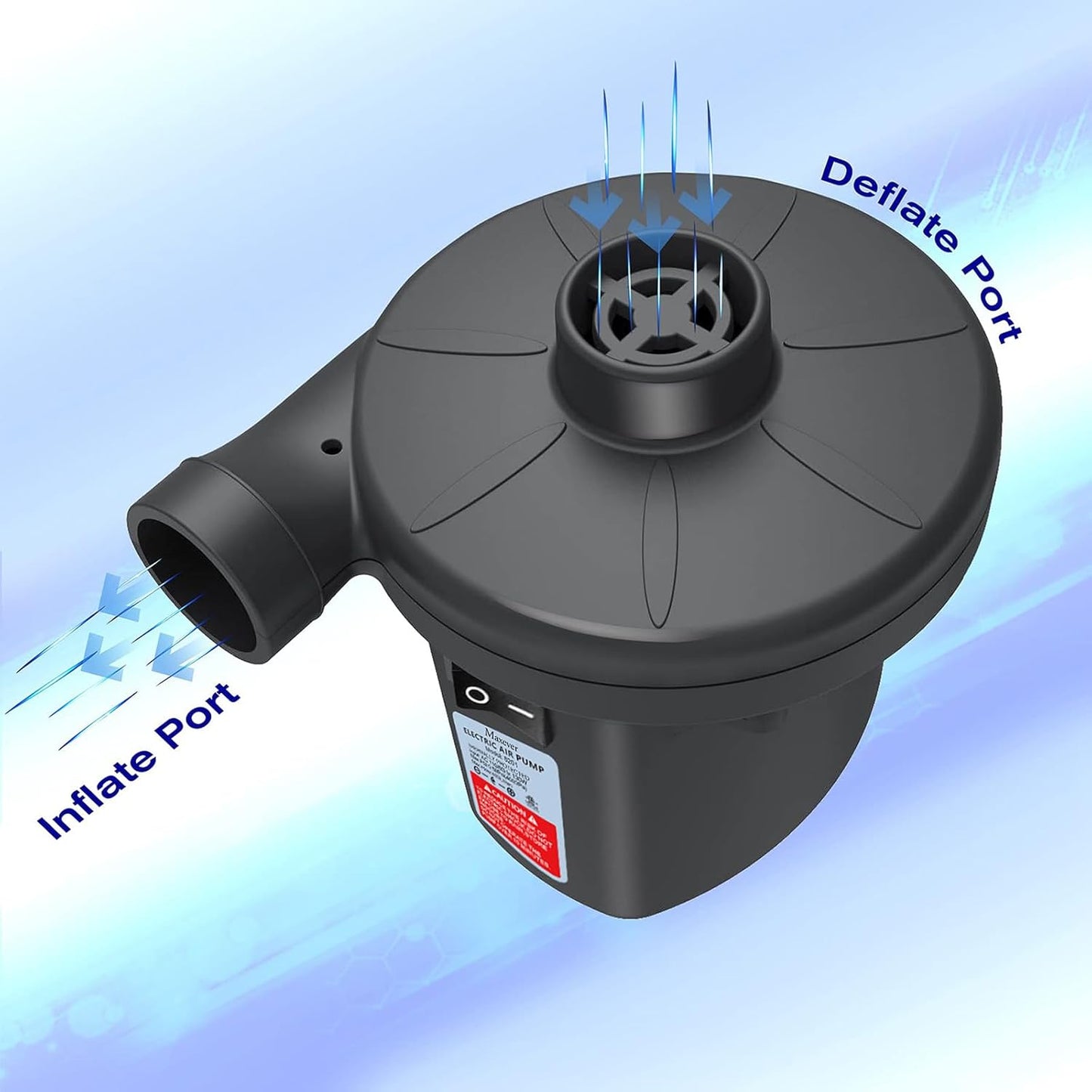 Quick-Fill Electric Air Pump - Portable Inflator/Deflator with 3 Nozzles for Inflatables | AC 110V-120V
