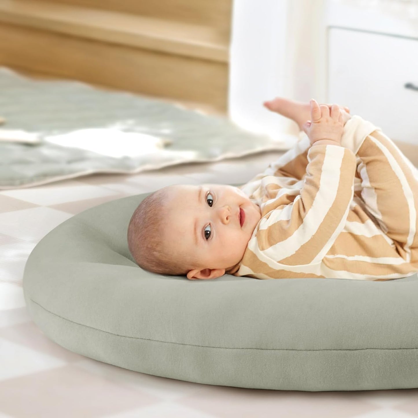 Skiennix Baby Lounger - Portable & Lightweight Pillow for Tummy Time & Diaper Changes | Skin-Friendly for 0-12 Months
