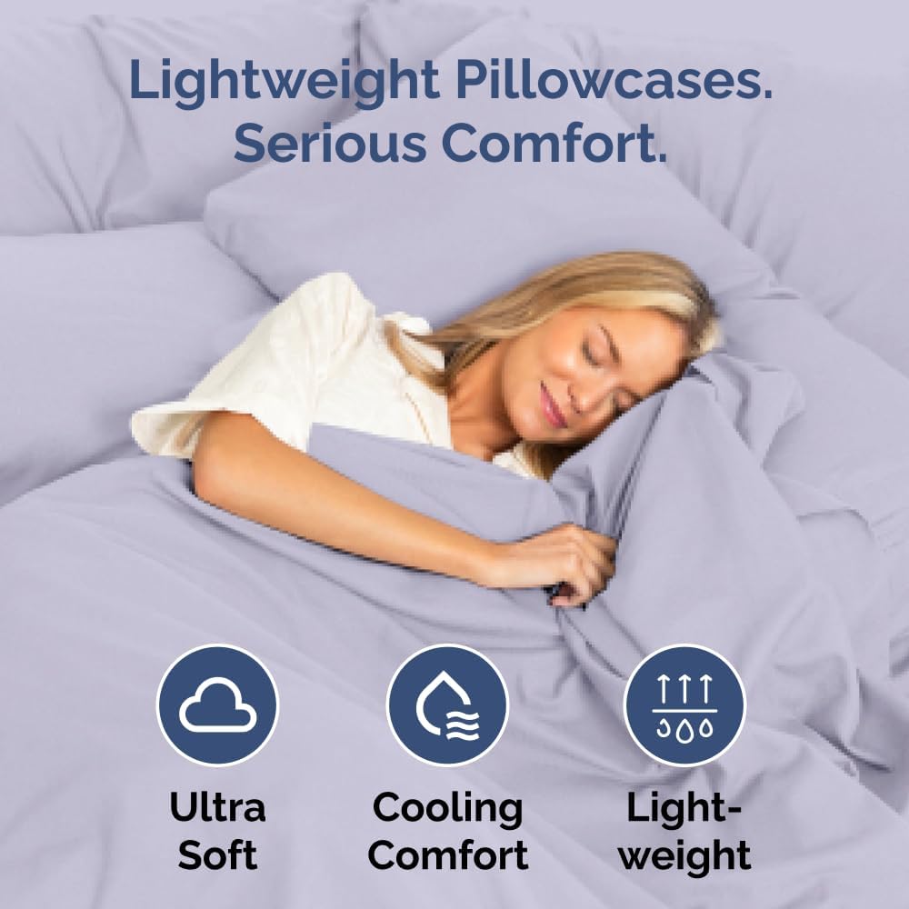 Skiennix Body Pillowcases Set of 4 | Soft 20x54 Long Pillow Covers for Side Sleepers - Breathable & Fade Resistant - Machine Washable (Light Lavender)