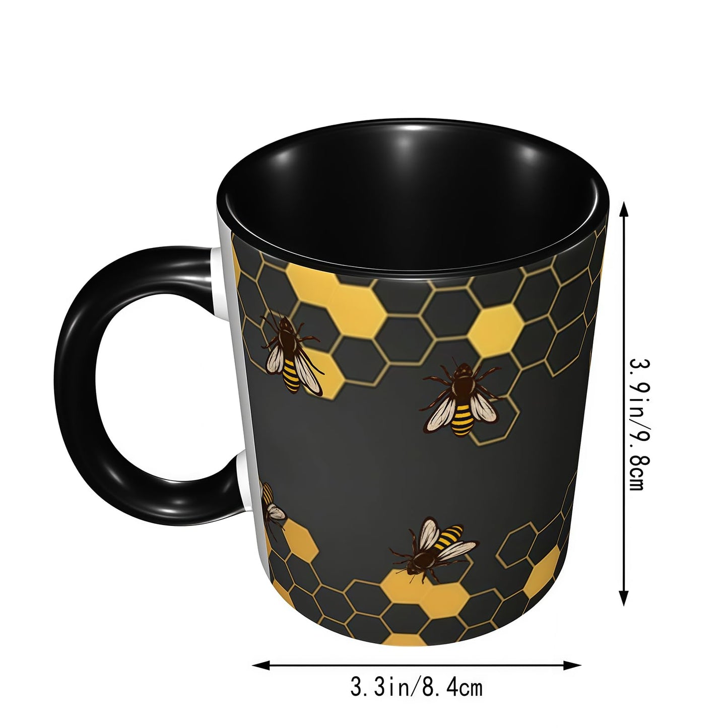 Honeycomb Bee Coffee Mug 11oz - Funny Ceramic Tea Cup for Men Women Office and Home Novelty Mugs Ideal Present Birthday Microwave Safe