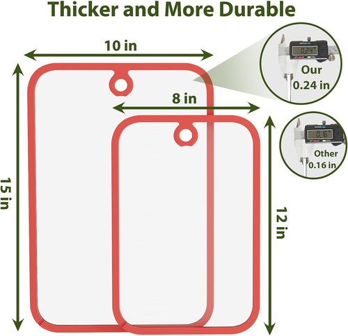 Freshmage Glass Cutting Boards - 2-Piece Non-Slip Chopping Board Set with Hanging Hole | Dishwasher-Safe Clear Design for Kitchen Meal Prep & Serving