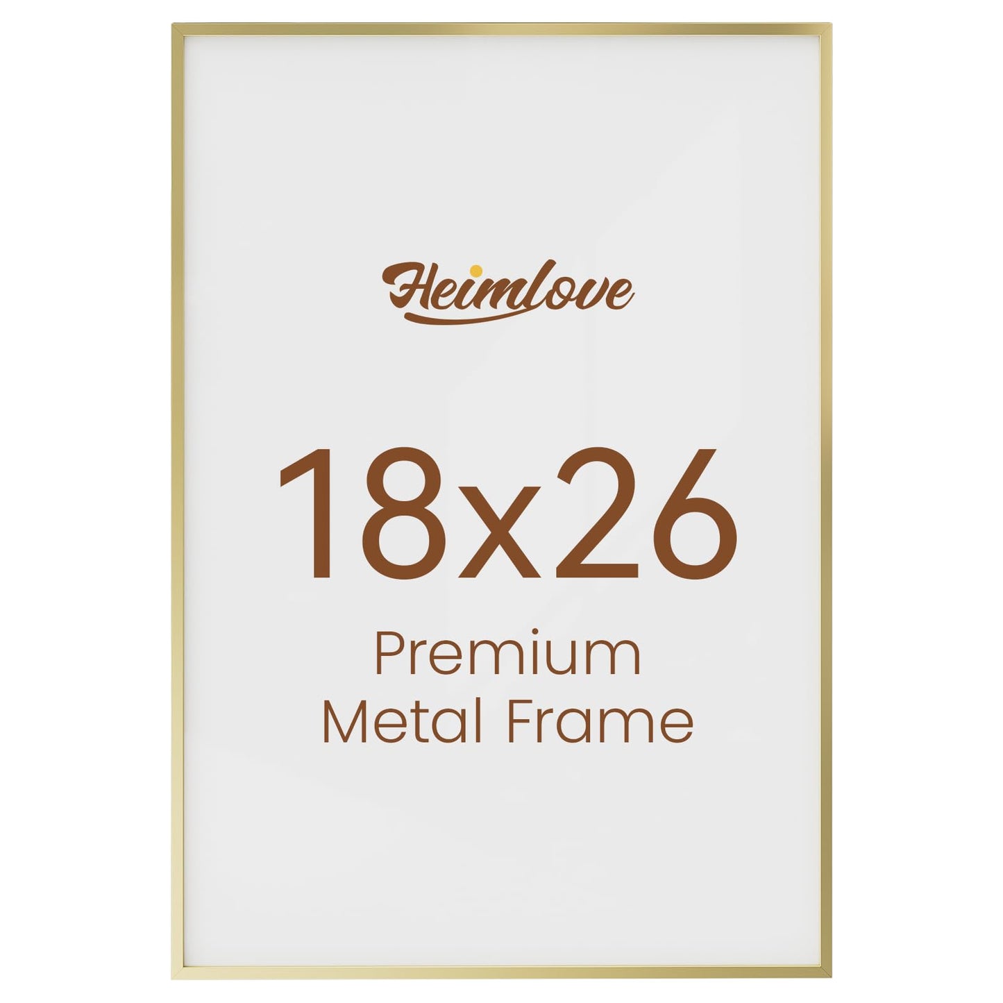 Heimlove 18x26 Aluminum Picture Frame, Metal Picture Frame Wall Mounting Horizontally or Vertically, Photo frame with Tempered Glass - Poster Frame Simple and Elegant Decor for Wall - 1 Pack - Gold