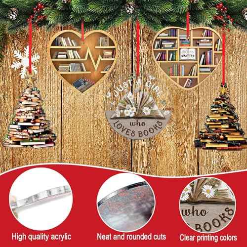 Book Christmas Ornaments 2025, Book-Themed Ornaments for Christmas Tree, Gifts for Book Lovers for Women & Men, Ideal Book Lover Gift Idea for Christmas