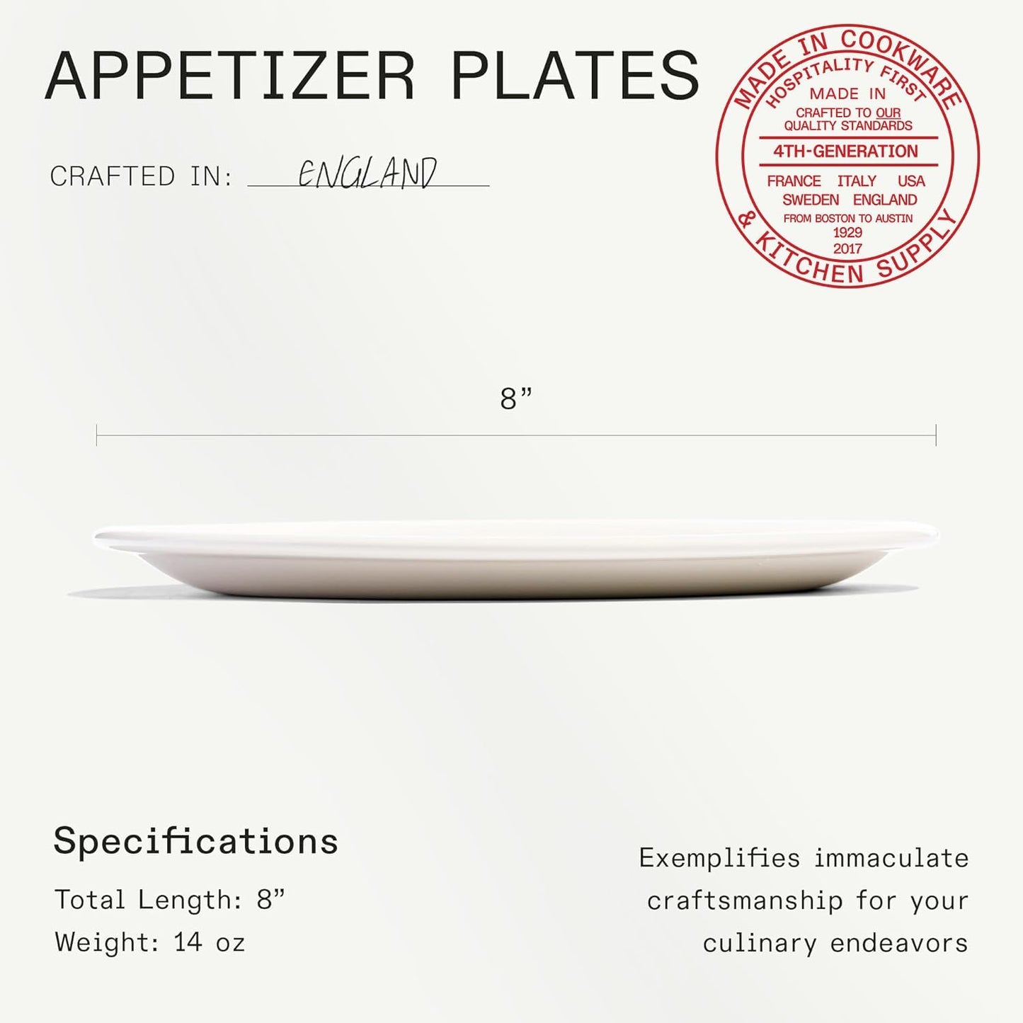 Made In Cookware - Set of 4 White Porcelain Appetizer Plates | Crafted in England