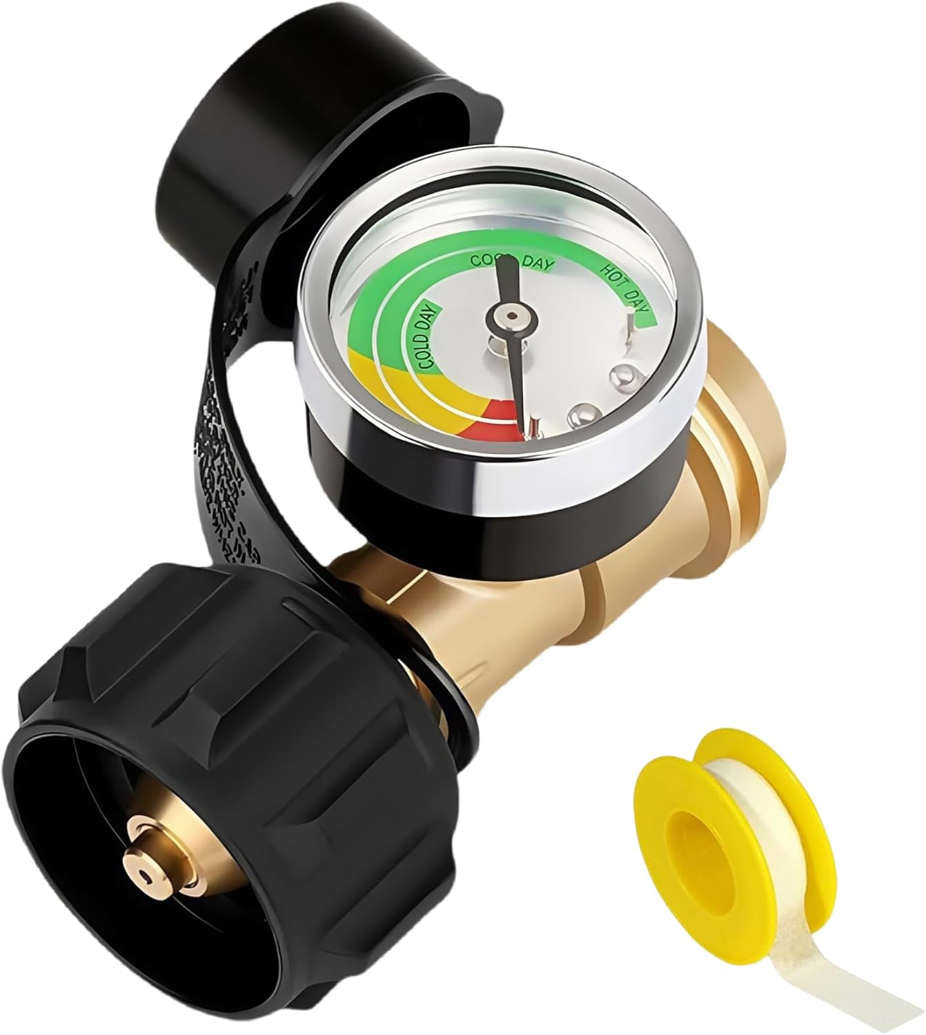 Propane Tank Level Indicator Gauge - Universal QCC 1/Type 1 Connection | Brass Construction for 5-40 lb Tanks