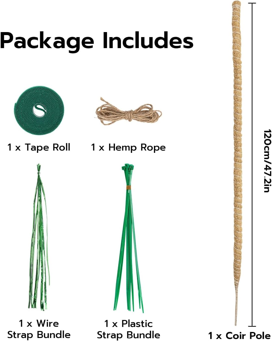 Mcbazel 47'' Bendable Moss Pole - Durable Coir Plant Support Stake for Monstera & Climbing Plants