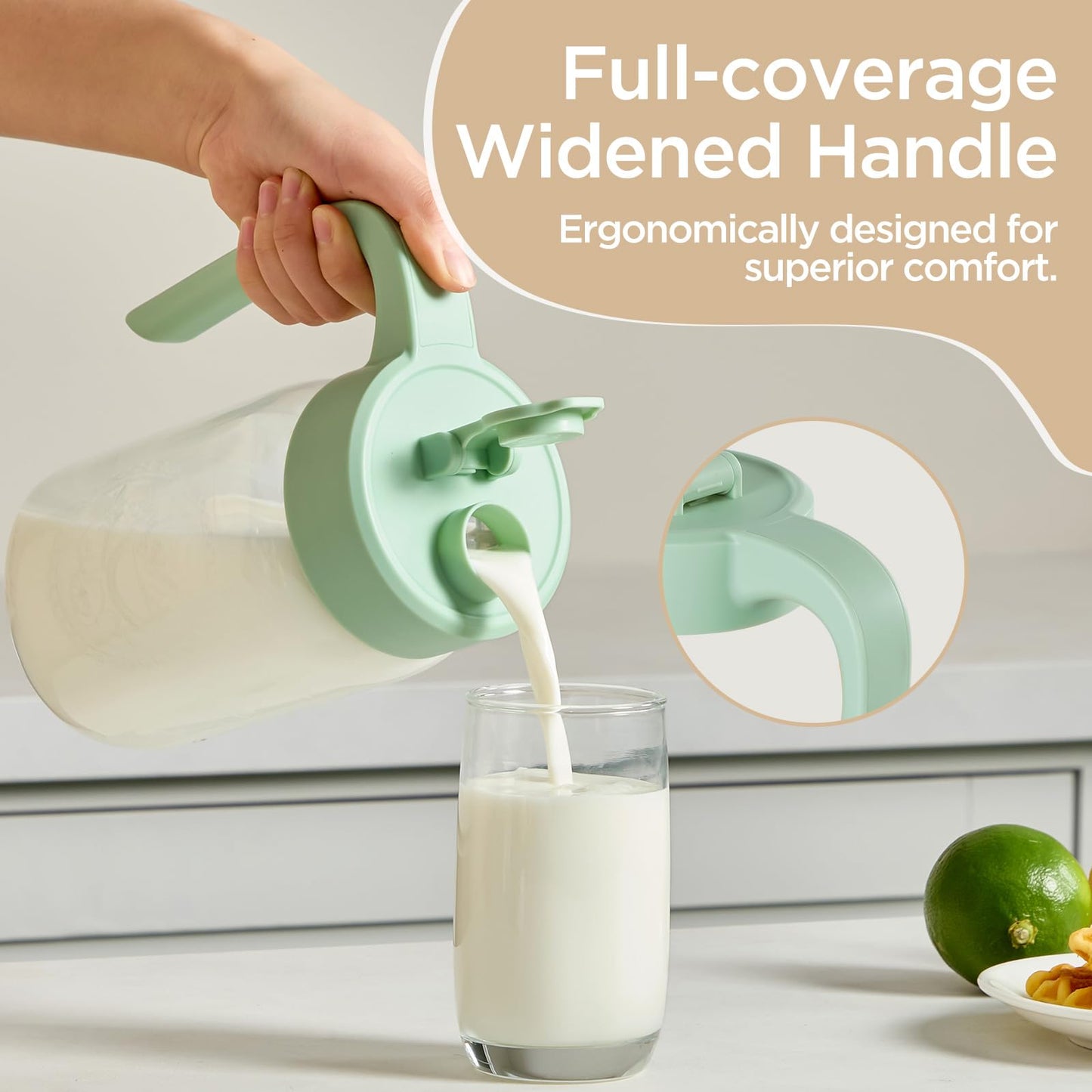 Spreccio 32 oz Glass Pitcher with Lid, 1 Quart Mason Jar Pitcher with Lid Airtight, Breast Milk Storage for Fridge, Ideal for Cold Brew Coffee, Iced Tea, Sun Tea, Juices