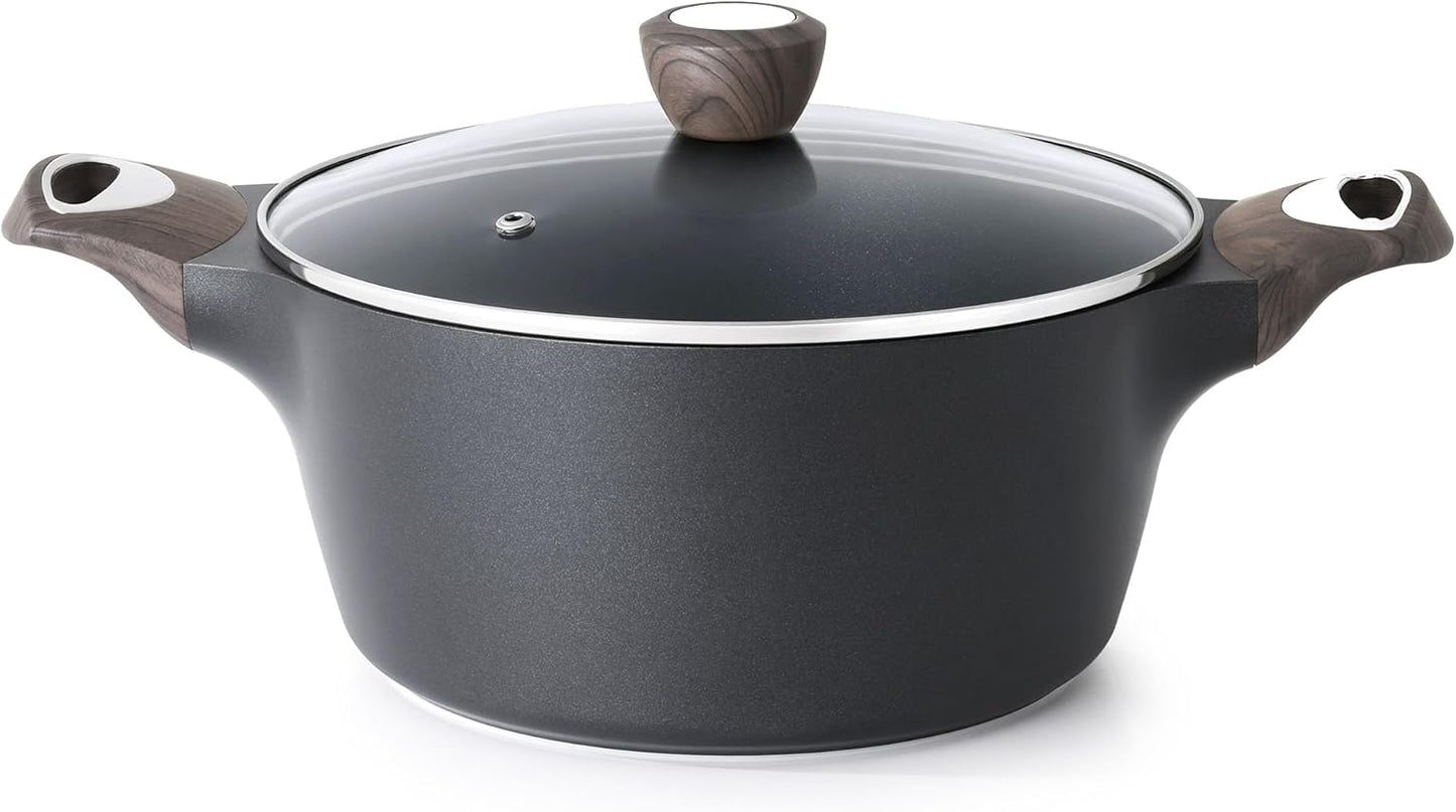 SENSARTE Nonstick Stock Pot - Versatile 2.6/4.5/6.6/8.5 QT Casserole for Healthy Cooking | Induction Compatible, Black