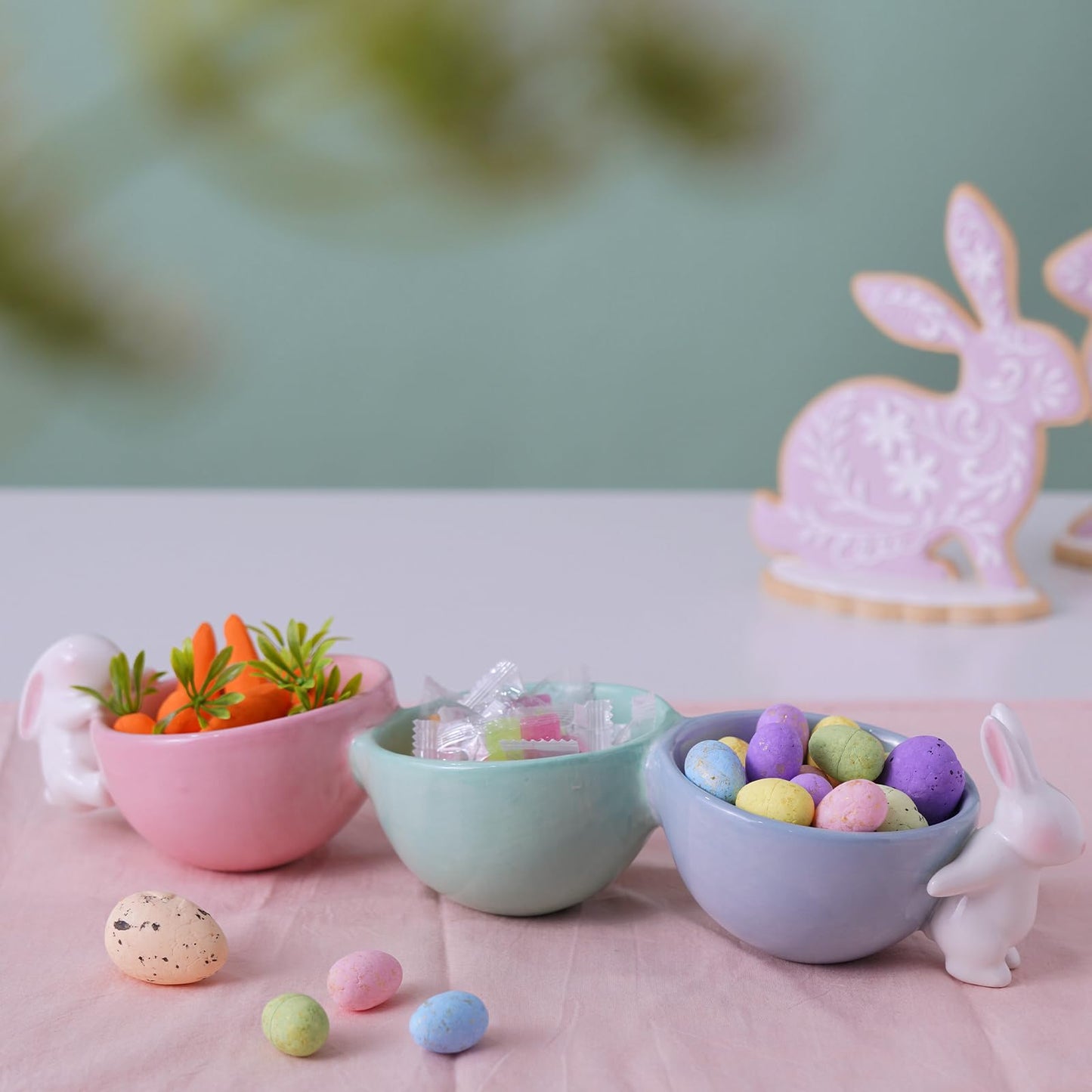 Newman House Studio Easter Candy Dish Nut Bowl - Home Decorations Three Snack Serving Dish Gifts for Snacks and Cookies 14.2" L x 3.9" W x 3.3" H