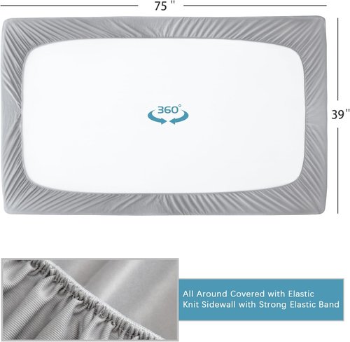 Biloban Twin Fitted Sheets - 2 Pack, Deep Pocket, Shrinkage & Stain Resistant, Easy Care, Grey