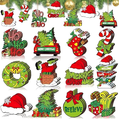 36pcs Christmas Tree Decorations - Wood Christmas Tree Hanging Ornament Holiday Xmas Ornaments Christmas Decorations Decor Home Indoors (36pcs)