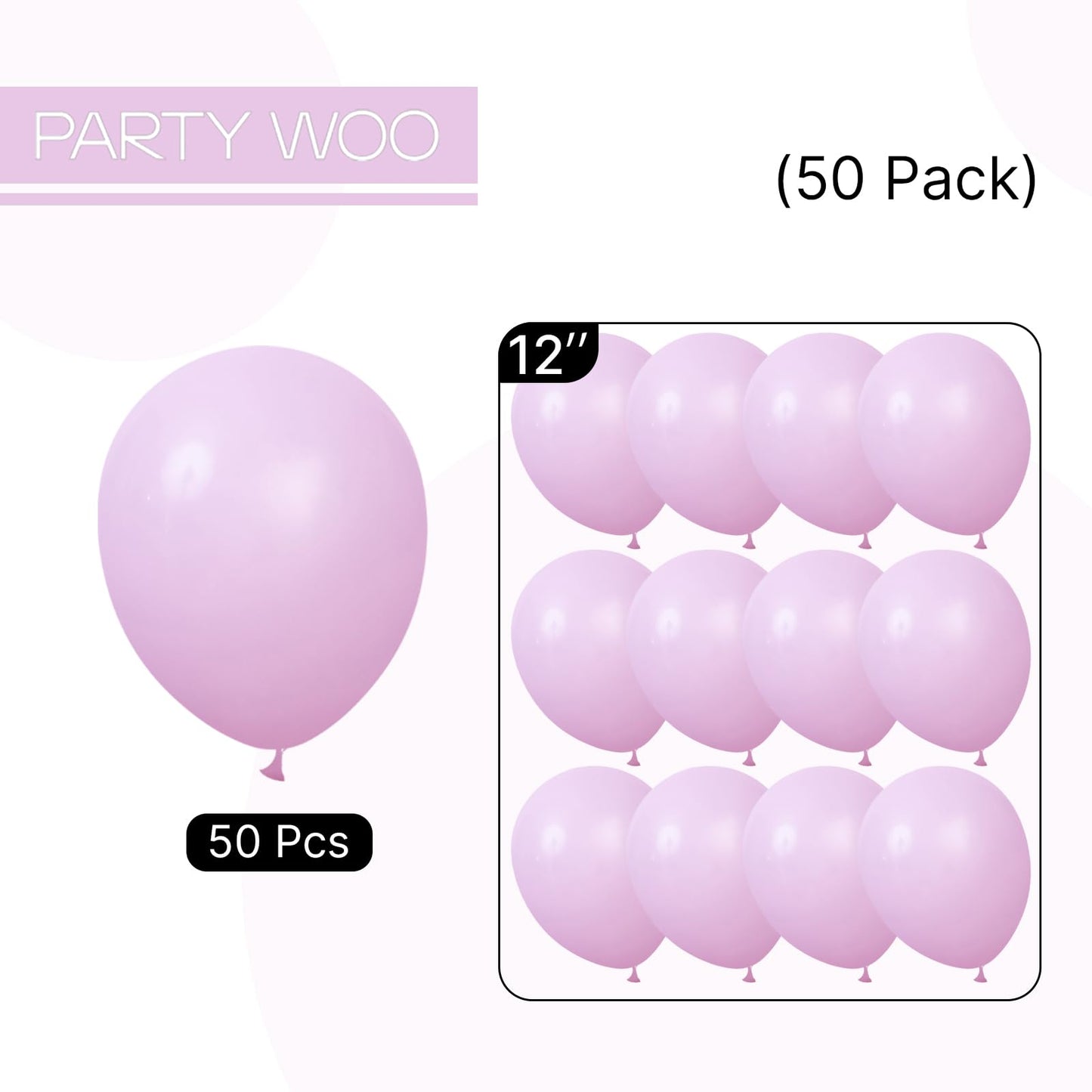 PartyWoo Baby Pink Balloons 50pcs 12 Inch Pastel Light Pale Pink Latex Helium Balloons for Anniversary Wedding Baby Shower Gender Reveal Butterfly Princess Birthday Party Decorations Pink-Q04