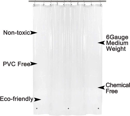 Barossa Design Shower Curtain Liner - Waterproof PEVA with 3 Magnets, PVC-Free, Clear | 32x72 Inches