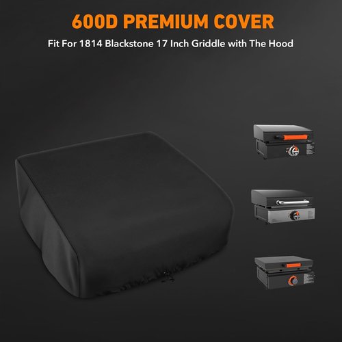 Blackstone Heavy Duty Grill Cover - Compatible with 1814 17-Inch Griddle with Hood, 600D Material