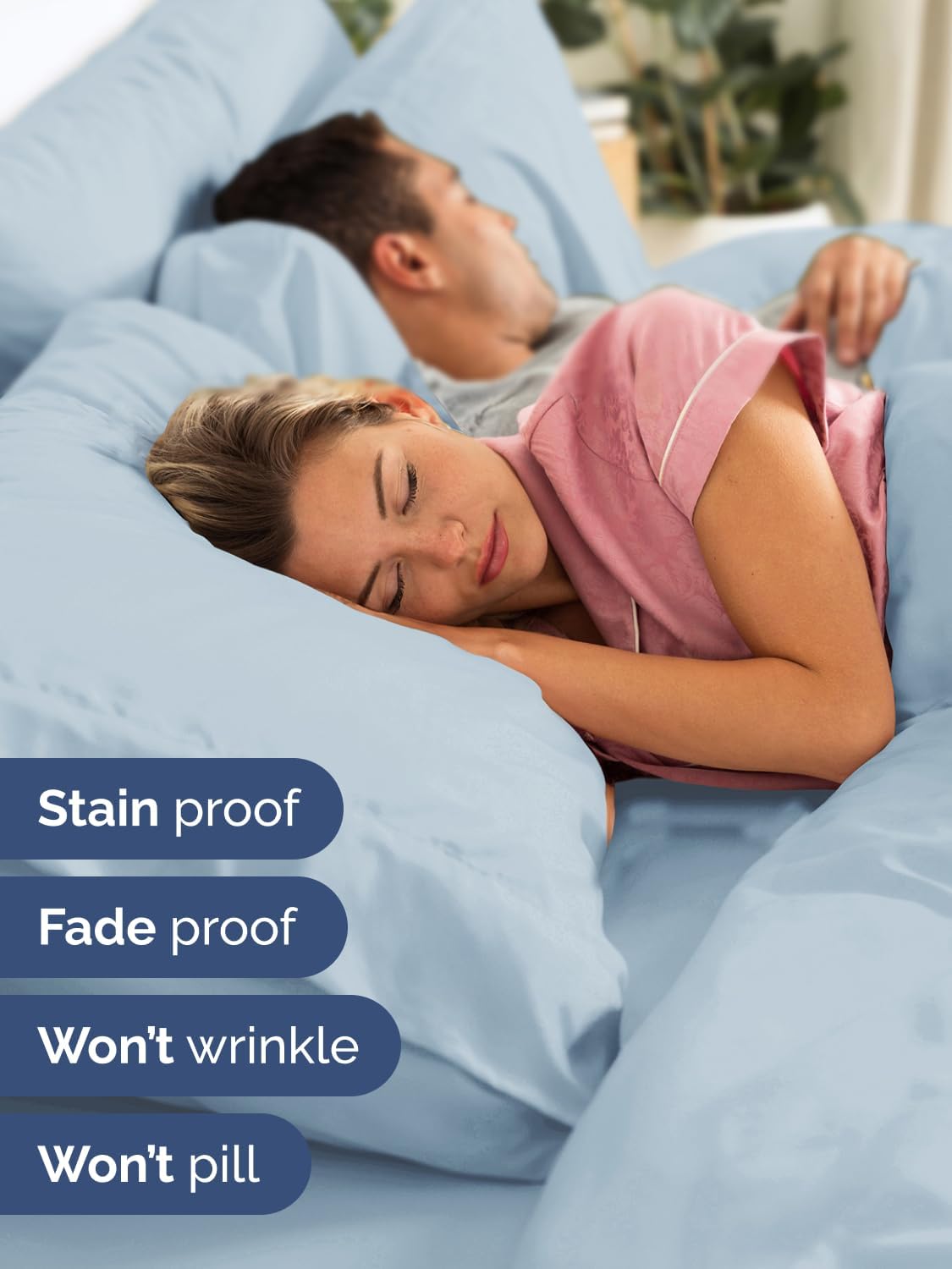 Skiennix Extra Deep Split King Sheet Set - 7 Piece Cooling Luxury Bedding - Soft, Wrinkle-Free, Sky Blue