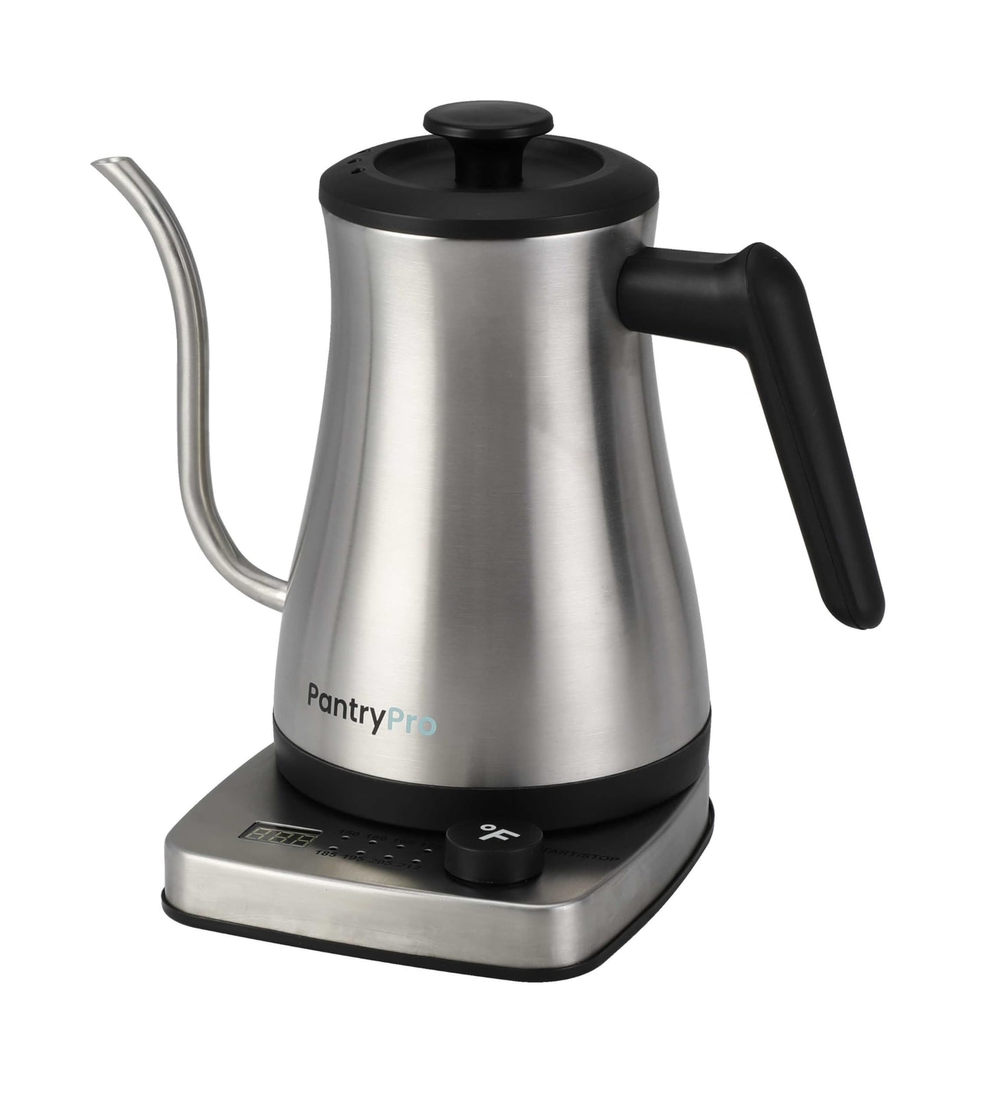 PantryPro Gooseneck Electric Kettle with Temperature Control, 34oz/1.0L Rapid Boil, Stainless Steel Interior, Auto Shut-Off, 1500W, Boil-Dry Protection, LED Indicator - Steel