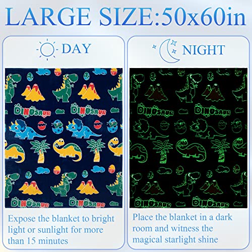 Glow in the Dark Dinosaur Throw Blanket 50x60in – SALIMAH Blue Dino