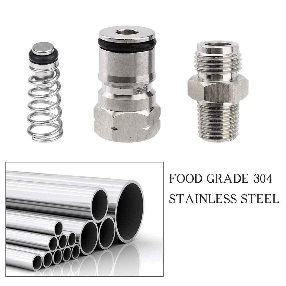 OneBom Ball Lock Post with Poppets, 1/4’’ Male NPT Hex Nipple, 19/32"-18 Gas/Liquid Corny Keg Adapter (Gas)