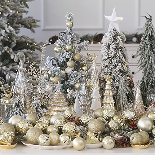 Sea Team Assorted Size Christmas Ball Ornaments 70-Pack Gold Multi-Size 1.18-1.97 inch