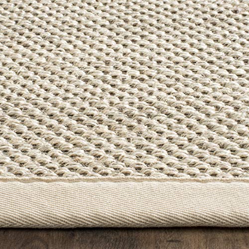 Natural Fiber Runner Rug 2'6 x 10' Marble & Beige Textured Sisal, Coastal Style