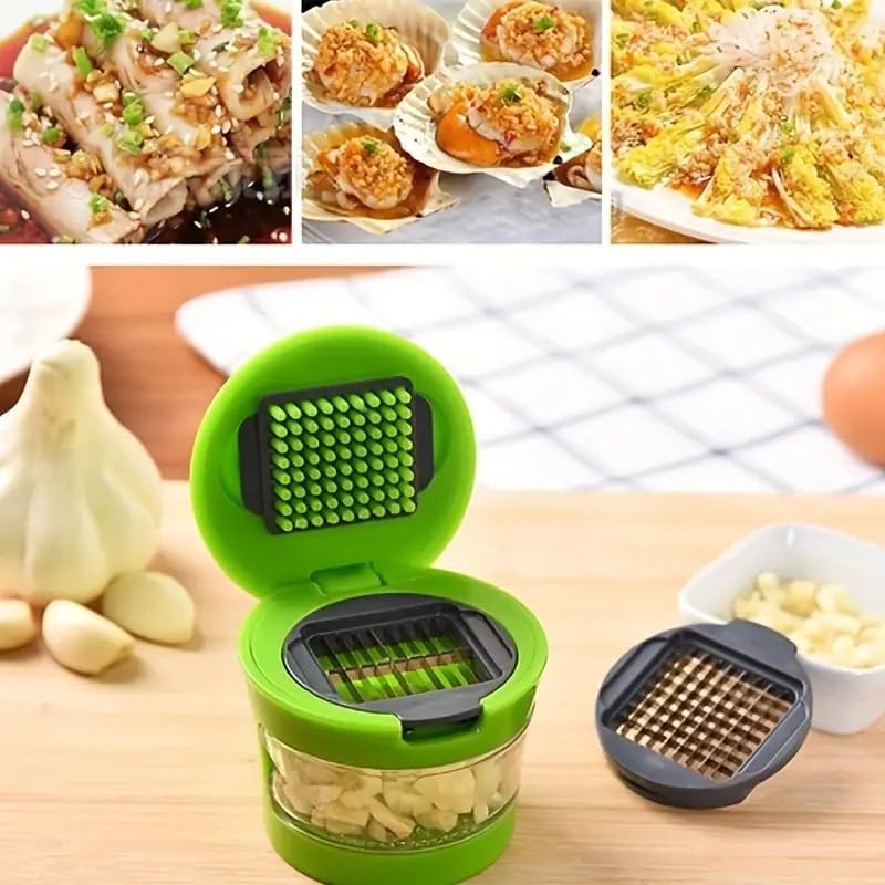 Skiennix Premium Stainless Steel Garlic Press - Multifunctional Mincer, Slicer & Grater for Home & Restaurant