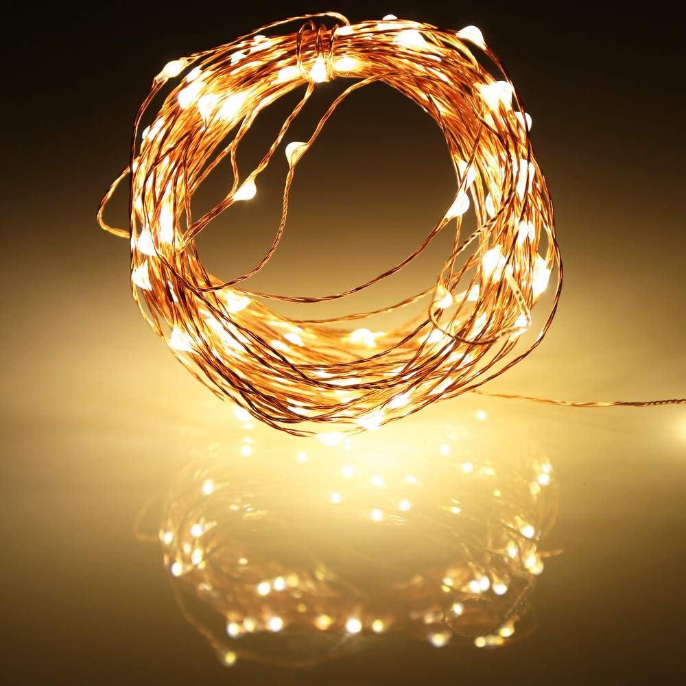 Ariceleo LED Fairy Lights - Battery Operated Copper Wire String Lights | 16ft Warm White for Bedroom & Events