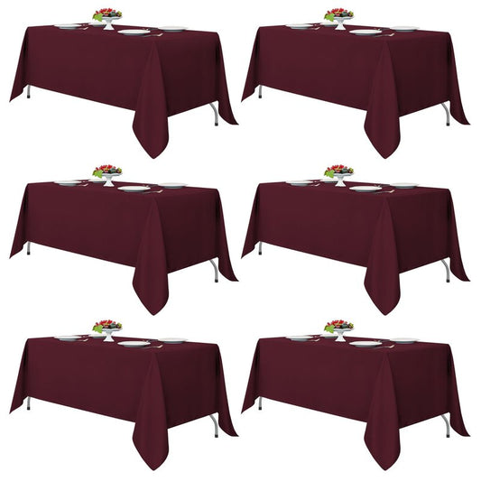 Fitable Burgundy Rectangle Tablecloths for 6 Foot Tables, 6 Pack - 70 x 108 Inches - Stain Resistant and Washable Table Clothes, Polyester Fabric Table Covers for Wedding, Party, Banquet, Buffect
