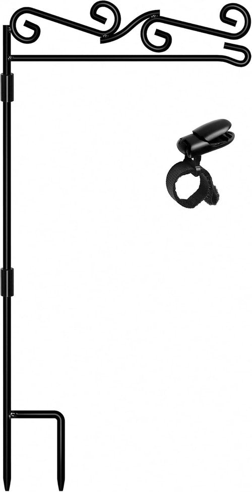 HOOSUN Garden Flag Stand - Premium Black Metal Pole Holder | Weather-Proof, 37.8"H x 15.5"W for Outdoor Use
