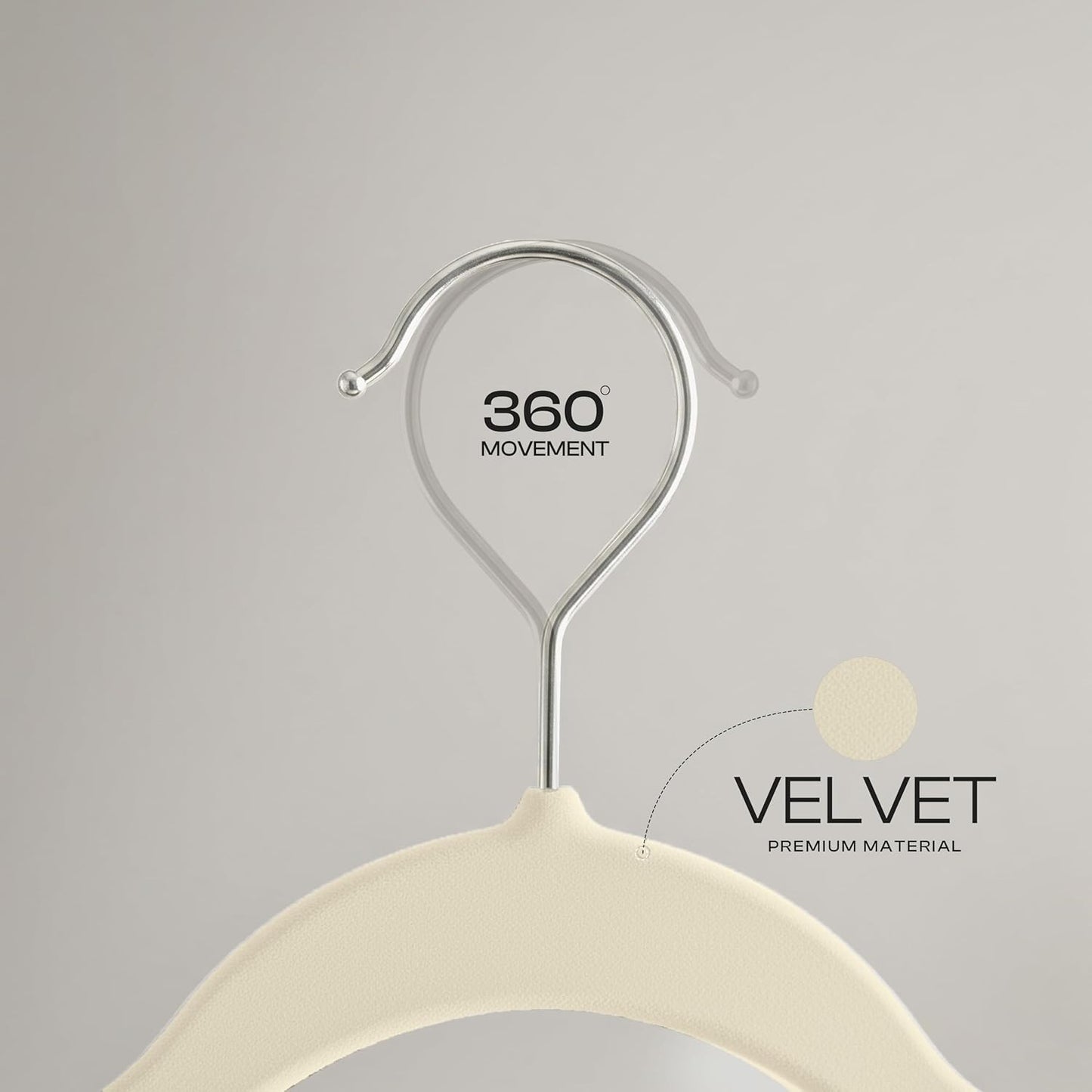 Utopia Home Velvet Hangers 50 Pack - Non-Slip Suit Hangers with 360° Rotatable Hook | Ivory