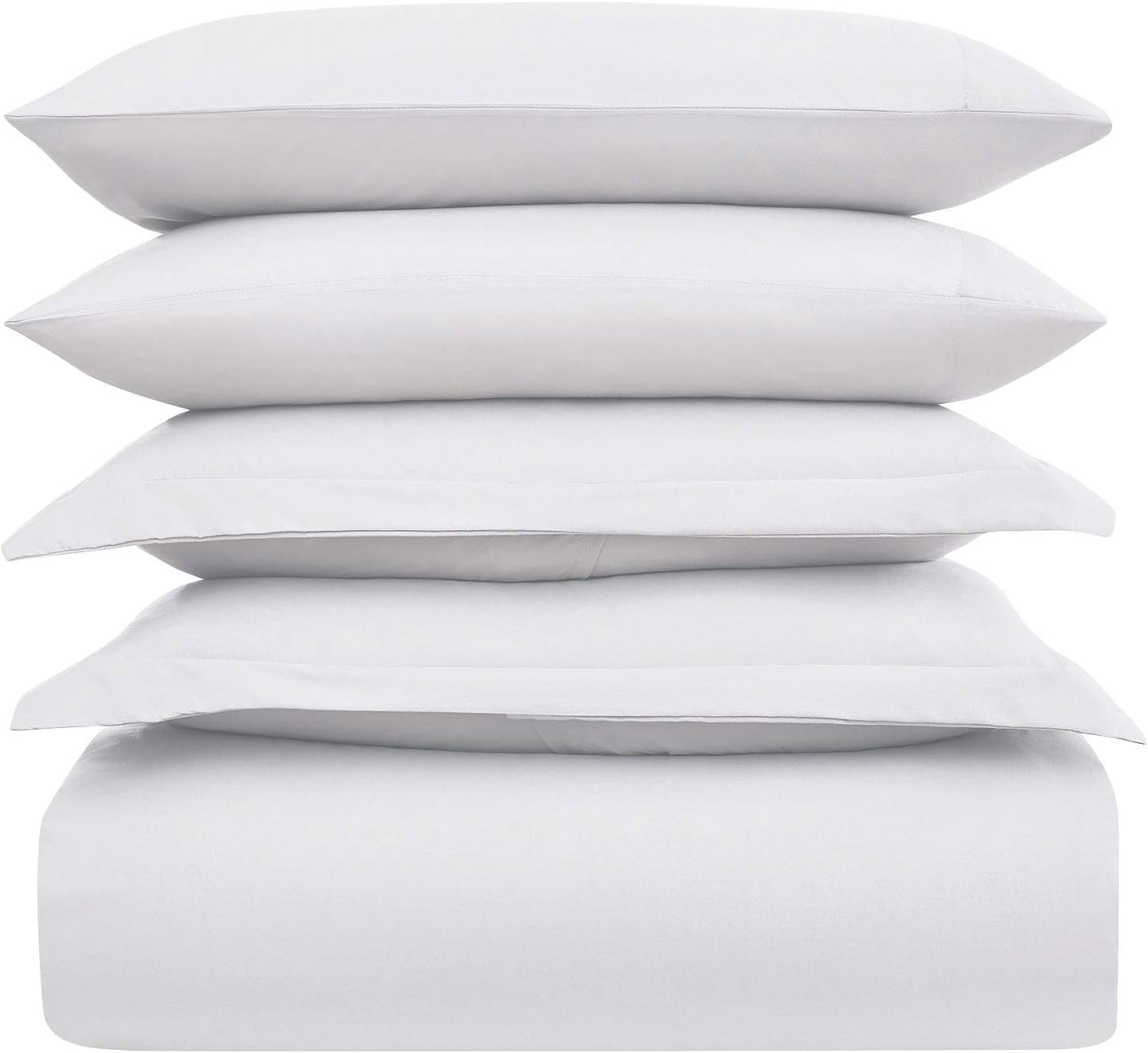 Mellanni Duvet Cover Set - 5-Piece Hotel Luxury Bedding - Extra Soft & Cooling Microfiber | Queen Size, White
