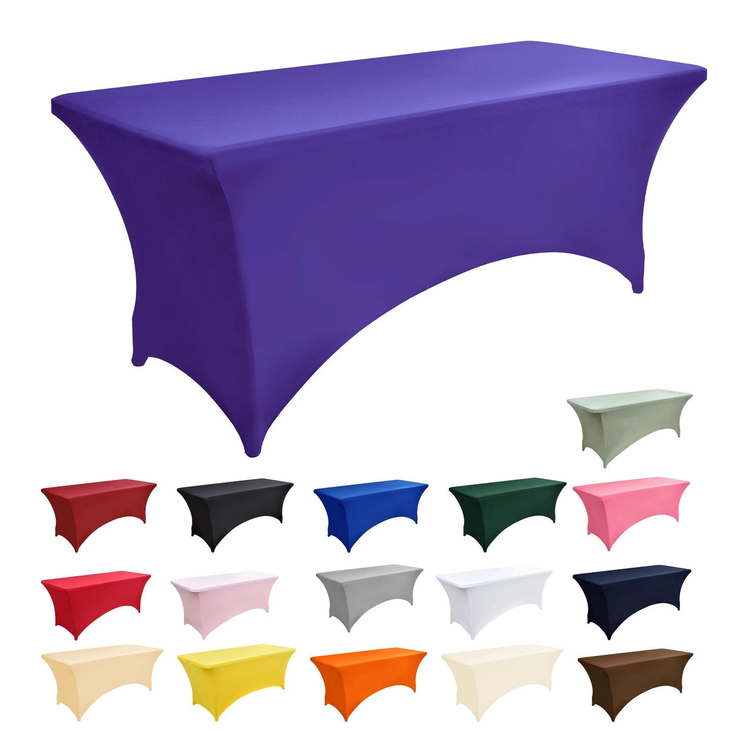 ZarzaaSik 2-Pack 6ft Spandex Table Covers for Rectangle Standard Folding Tables - Wrinkle Resistant Stretch Tablecloths - Ultimate Fitted Table Protector for Parties, Trade Shows, Banquet