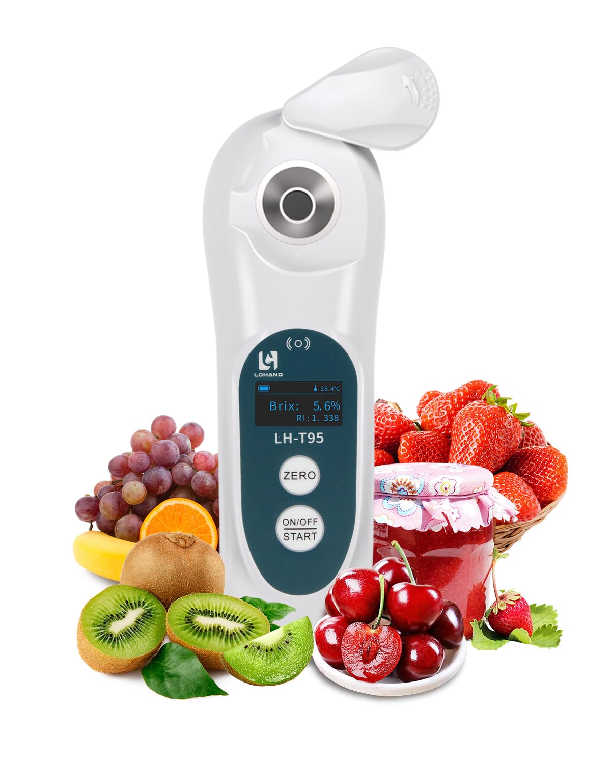 3-in-1 Digital Brix Refractometer with ATC/Refractive Index(RI), 0-95% Brix Measurement Range, High Accuracy Fast Touchscreen Test for Honey/Maple Syrup/Fruit Juice/Coffee