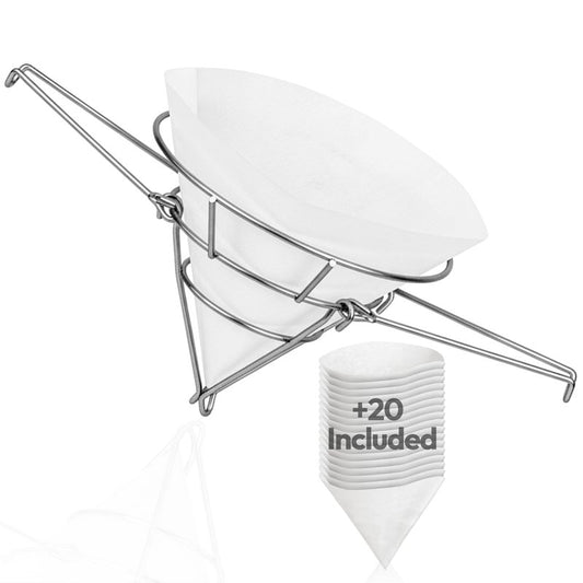 Cleaner Syrup, Better Filtration – Cone Filter Holder with 20 Paper Filters | 10-Inch Cone Filters for Longer-Lasting Maple Syrup & Frying Oil