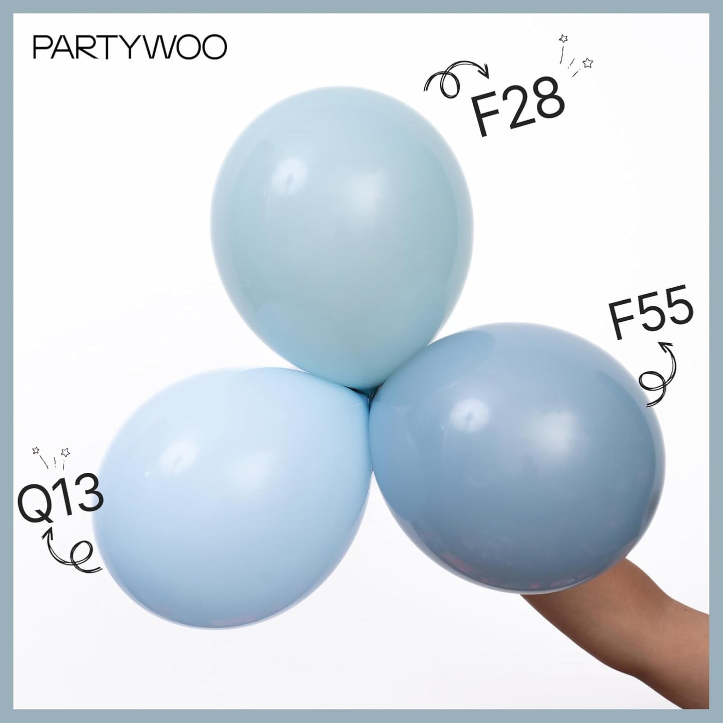 PartyWoo Dusty Blue Balloons - 101pcs 12-Inch Light Blue Aqua Latex Helium Balloons for Weddings & Celebrations