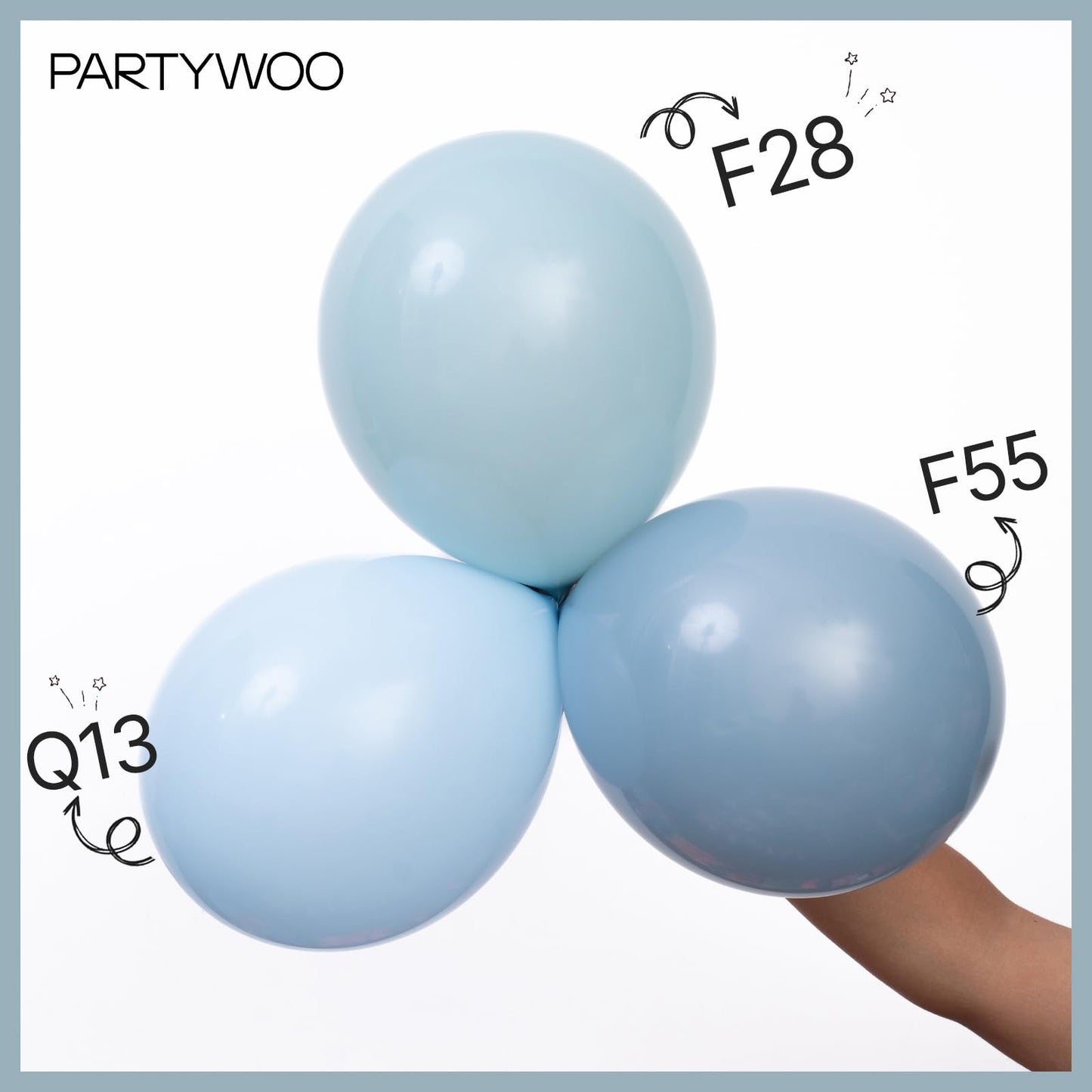 PartyWoo Dusty Blue Balloons 101pcs 12 Inch Light Blue Aqua Boho Latex Helium Balloons for Wedding Graduation Baby Shower Gender Reveal Bachelorette Birthday Under The Sea Party Decorations Blue-F28