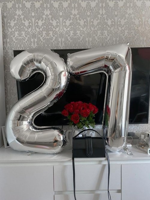 Happy 27 Birthday Decoration - Large Silver Foil Number Balloons for Men & Women | Perfect for Weddings, Graduations, Anniversaries
