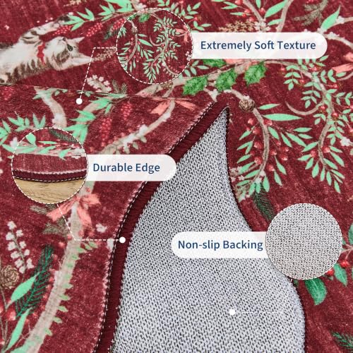Garvee Xmas Runner Rug 2x8 Non Slip Christmas Scalloped Entryway Rugs