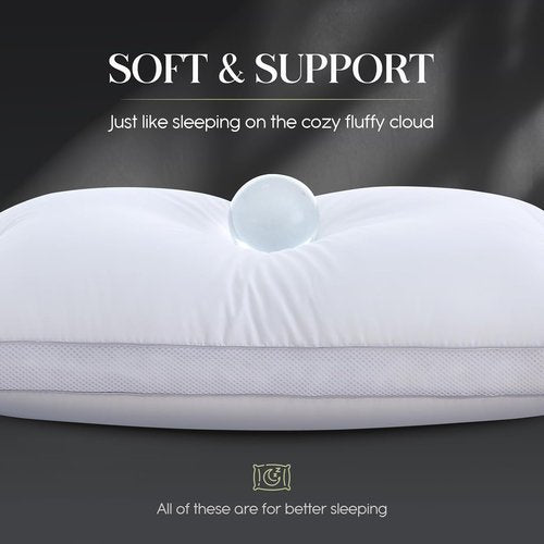 Goose Down Bed Pillows - Queen Size Set of 2 | Hotel Collection for Side, Back & Stomach Sleepers, 20" x 30"