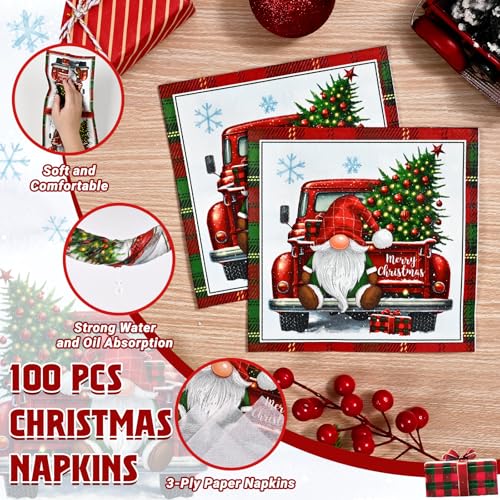 Christmas Disposable Paper Plates and Napkins Set - 200 Pcs Holiday Party Supplies