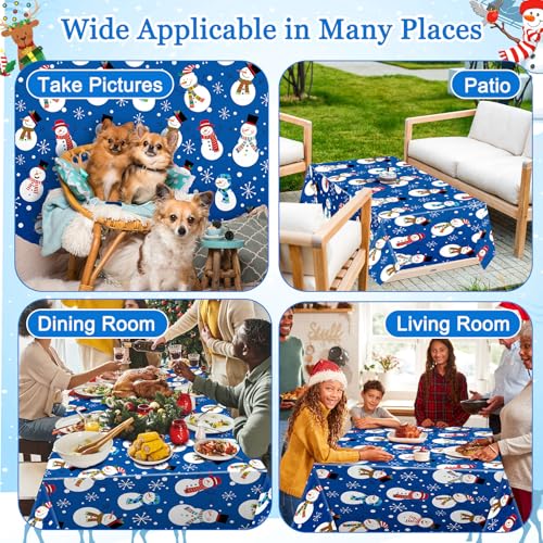 Snowman 3-Piece 54x108 inch Christmas Tablecloths - Snowflake Design (Snowman Variant)