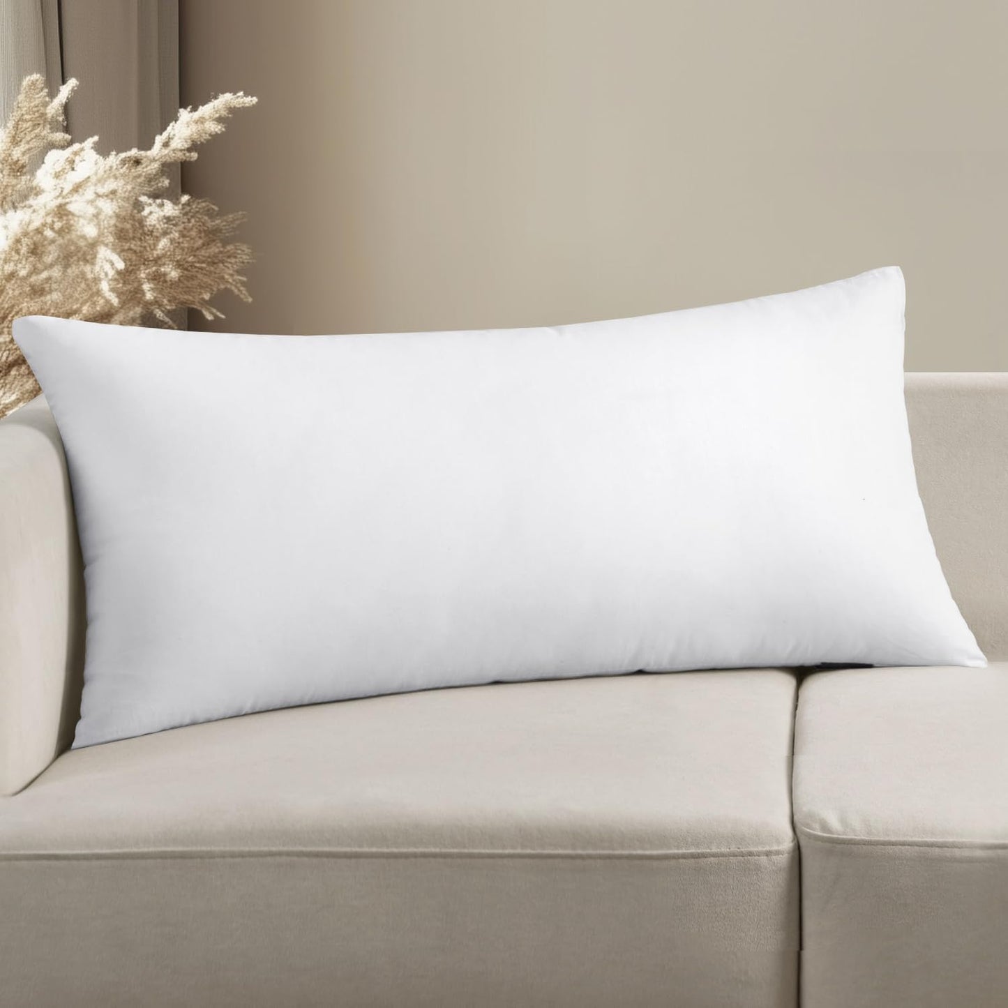 MIULEE Premium 14x36 Inch Lumbar Throw Pillow - Soft Virgin Microfiber & 100% Cotton Cover
