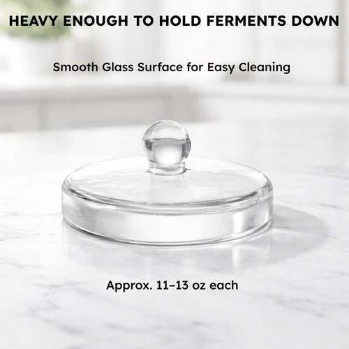 Jillmo 1 Gallon Fermentation Weights, Glass Pickle Weights for Wide Mouth Gallon Jars, Heavy Fermenting Weights with Easy-Lift Handle, Keep Vegetables Below Brine for Pickles, Kimchi, Sauerkraut