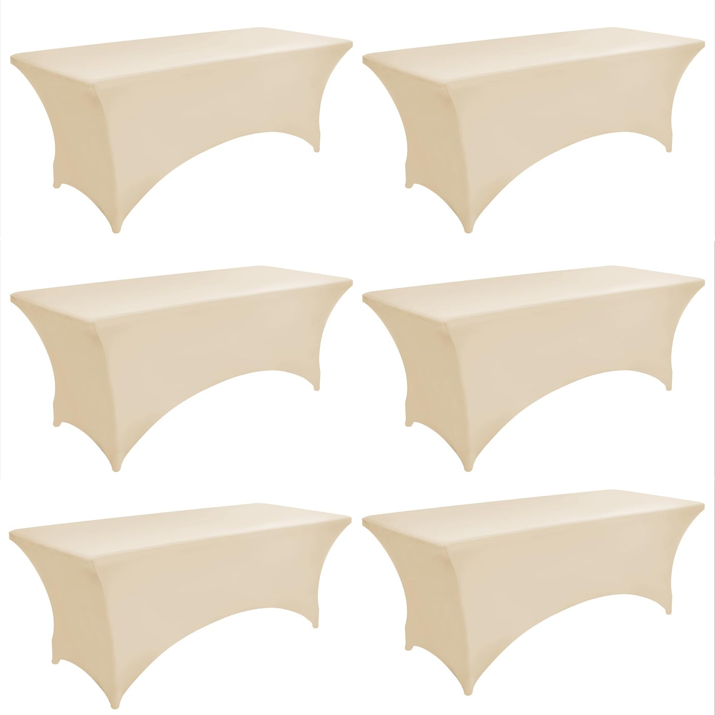 ZarzaaSik 6-Pack 6ft Spandex Table Covers for Rectangle Standard Folding Tables - Wrinkle Resistant Stretch Tablecloths - Ultimate Fitted Table Protector for Parties, Trade Shows, Wedding