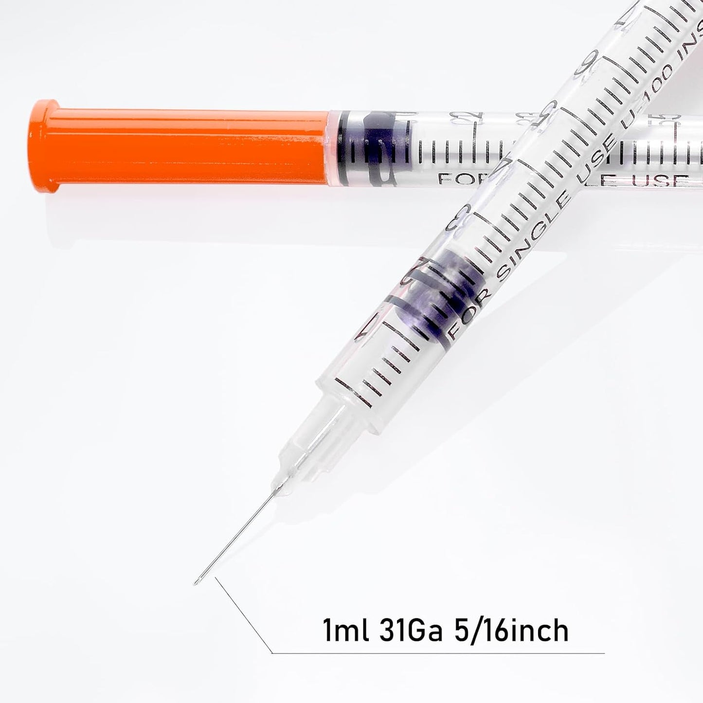 U-100 Syringe - 1cc 31 Gauge, 5/16 Inch, Individually Packed | 20 Pack for Precise Dosing