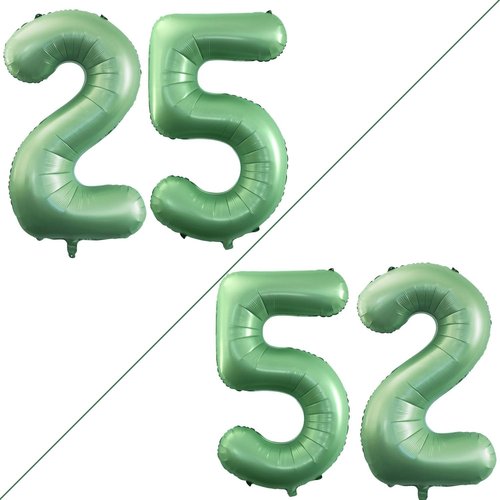 GOER Jumbo 42-Inch Number 25 Balloons - Sage Green Foil Helium Decorations for 25th Birthday & Graduation
