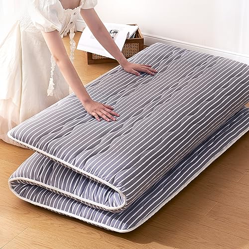 Twin Gray Japanese Foam Futon Mattress - Thick Supportive Tatami Sleeping Pad